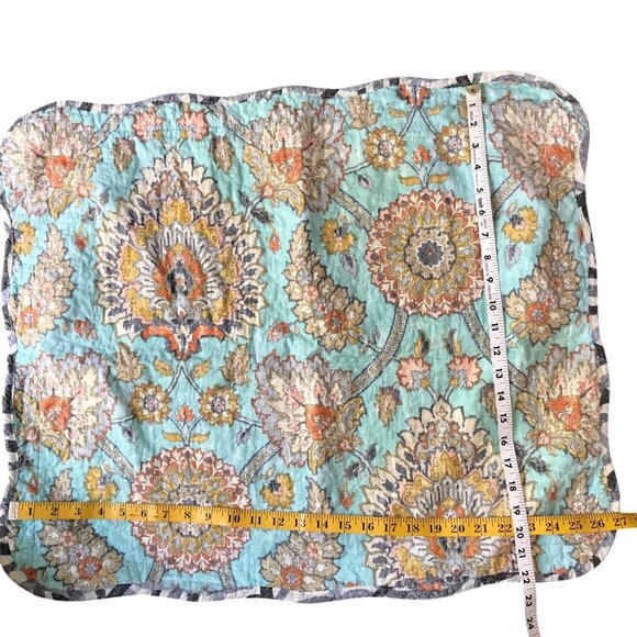 Waverly Twin Quilt With 2 Shams Blue & Gold Cotton Modern 82" X 87" - Picture 8 of 11